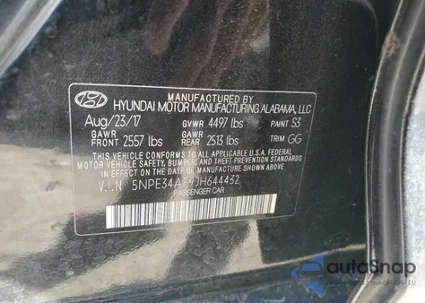 2018 Hyundai Sonata Sport from USA, damaged, VIN 5NPE34AF9JH644432
